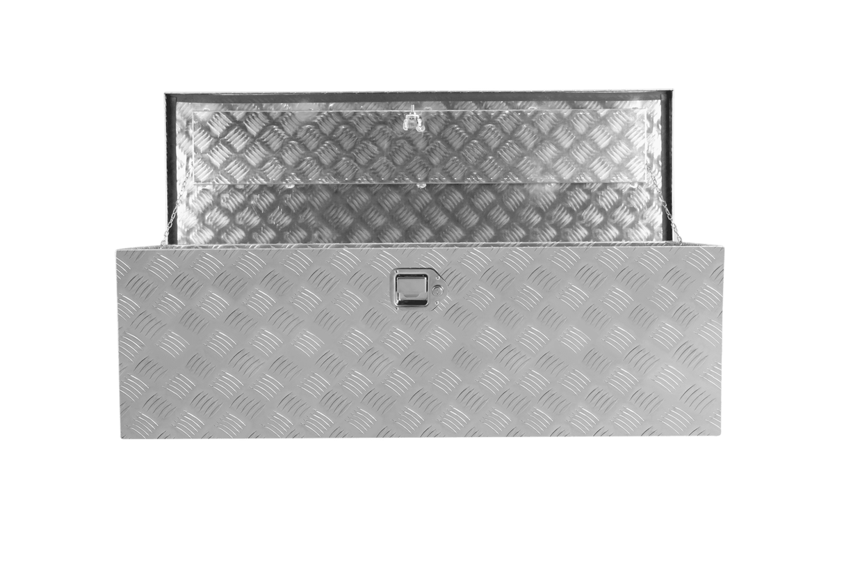 48 Inch Truck Box Heavy Duty Silver Aluminum Stripes Plated Long Tool Box Waterproof with Lock and Key 48"×15.2"×15.2" - Fab Heavy Parts