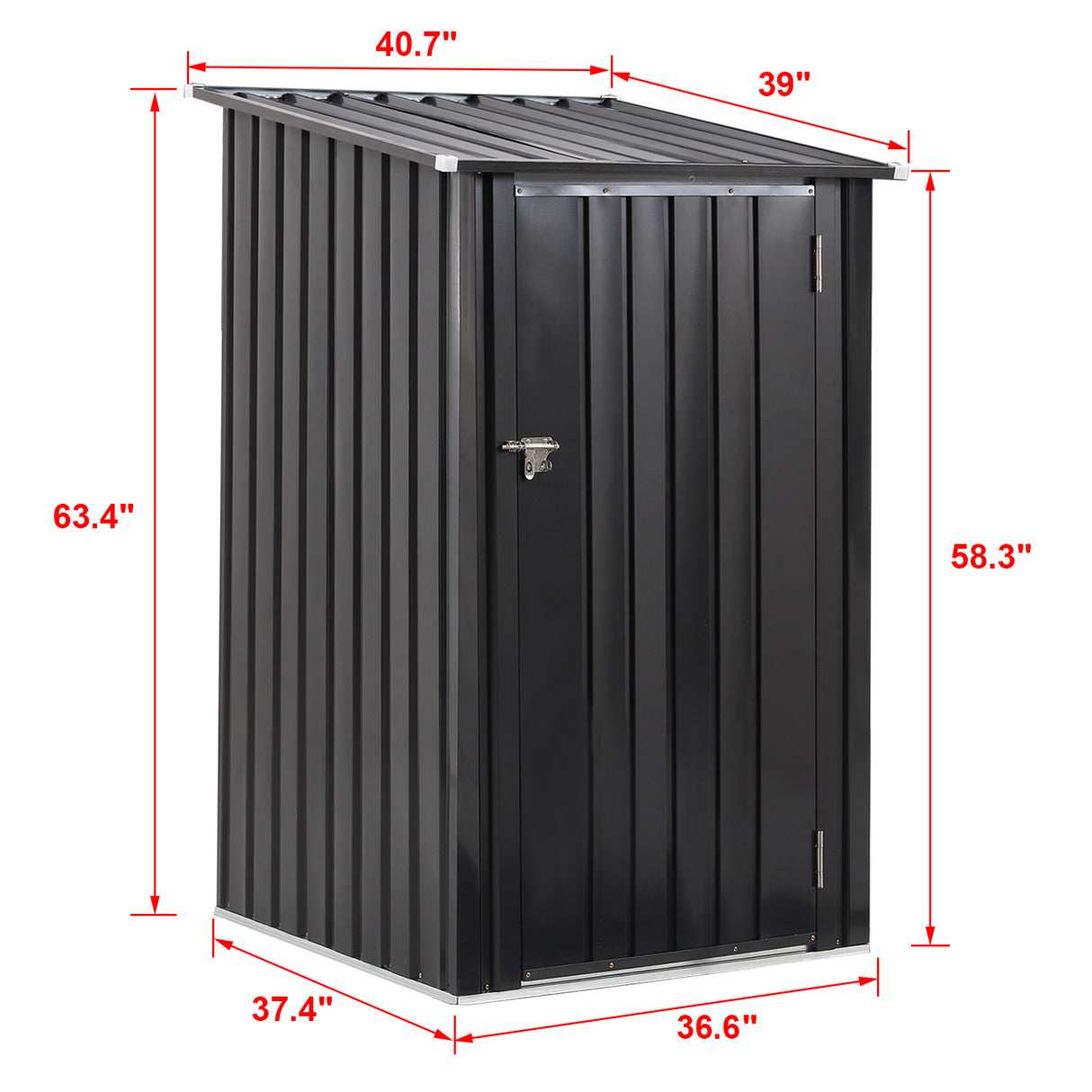 3 x 3 FT Outdoor Storage Shed with Single Lockable Door Metal Steel--Dark Gray