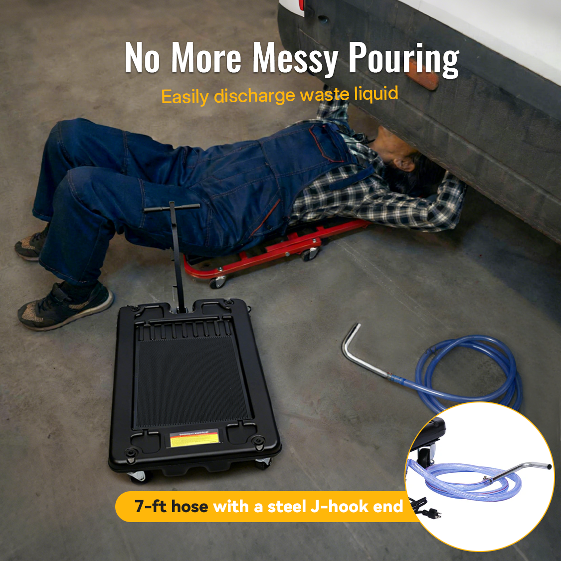 17 Gallon Low Profile Oil Drain Pan with Electric Pump