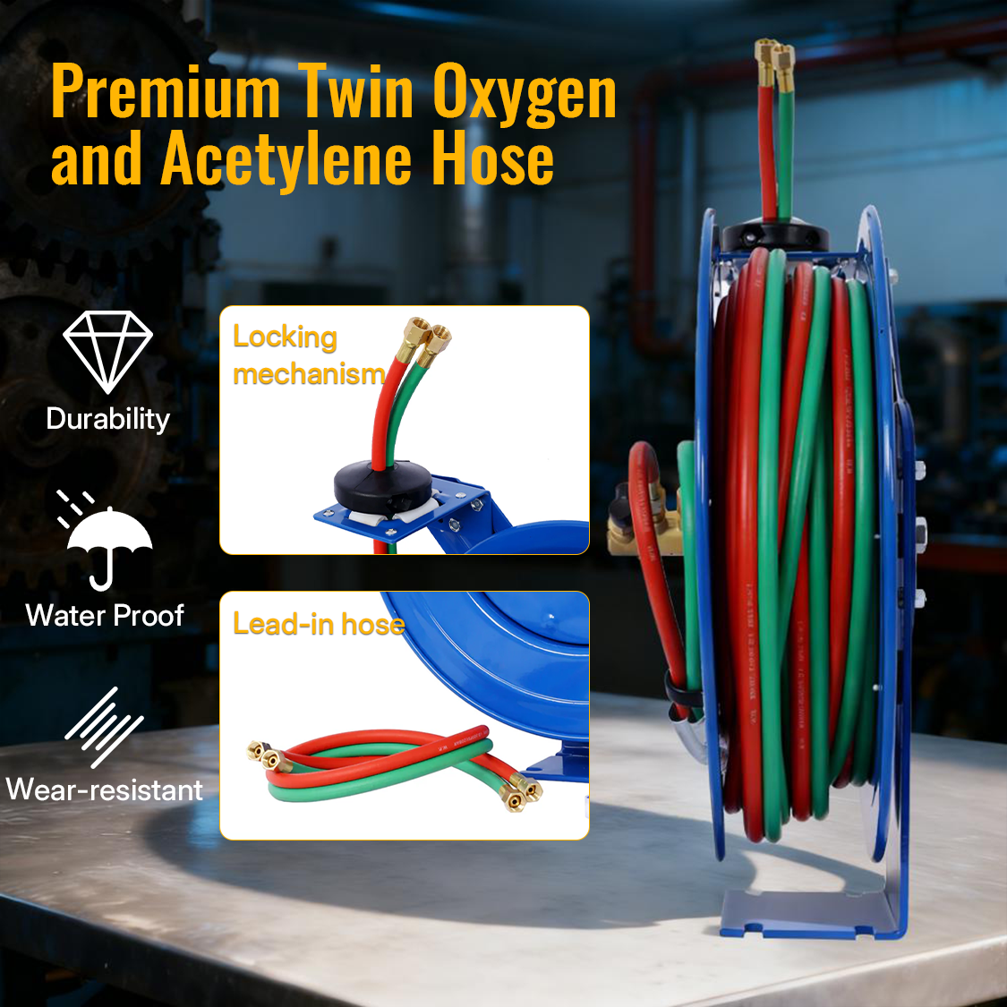 溶接ホースリール格納式