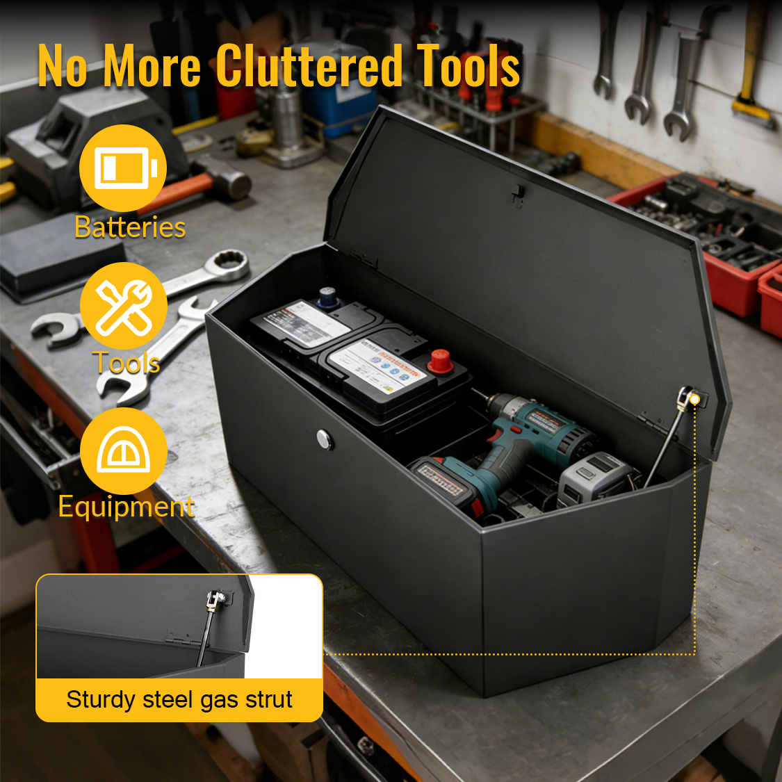 36"x12"x12" Tilhengertungeboks med lås og nøkler i karbonstål, kraftig bruk