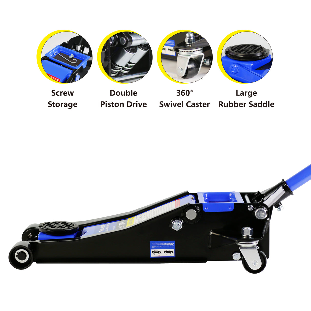 6600 Lbs Hydraulic Low Profile and Steel Racing Floor Jack with Dual Piston Quick Lift Pump Blue Lifting Range 3.3"-18.5"