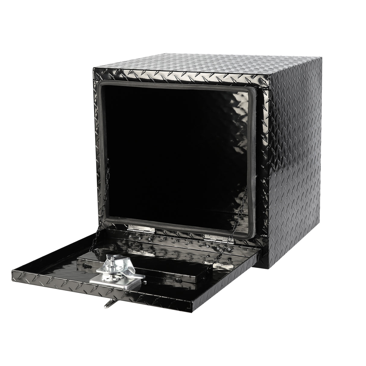 Heavy Duty Aluminum Diamond Plate Tool Underbody Box Waterproof with T-Handle Lock and Keys 17.9"×17.1"×17.9"
