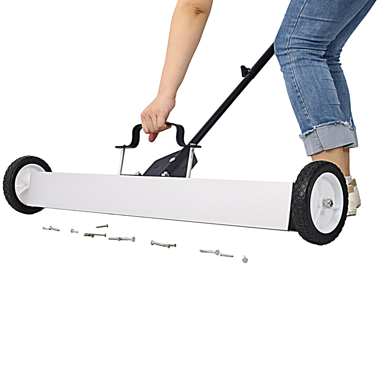36" Rolling Magnetic Pick-Up Sweeper Heavy Duty Push-Type with Release 30 Lbs Capacity