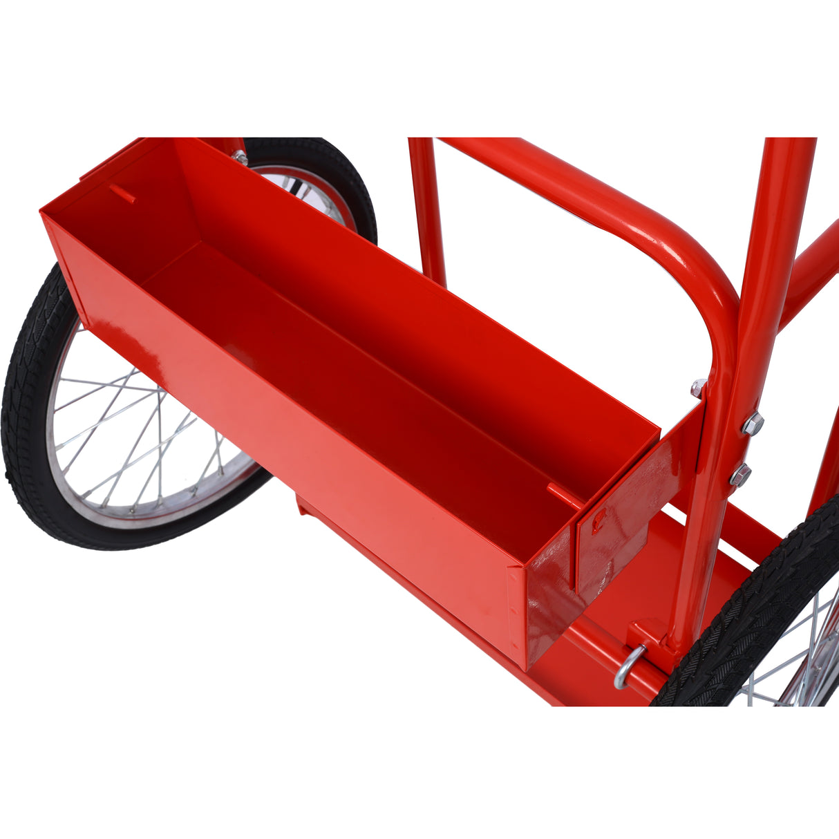 Large Dual Oxygen Tank Cart Dolly with Double Cylinder 20" Pneumatic Wheels Two Fastening Belts--Red