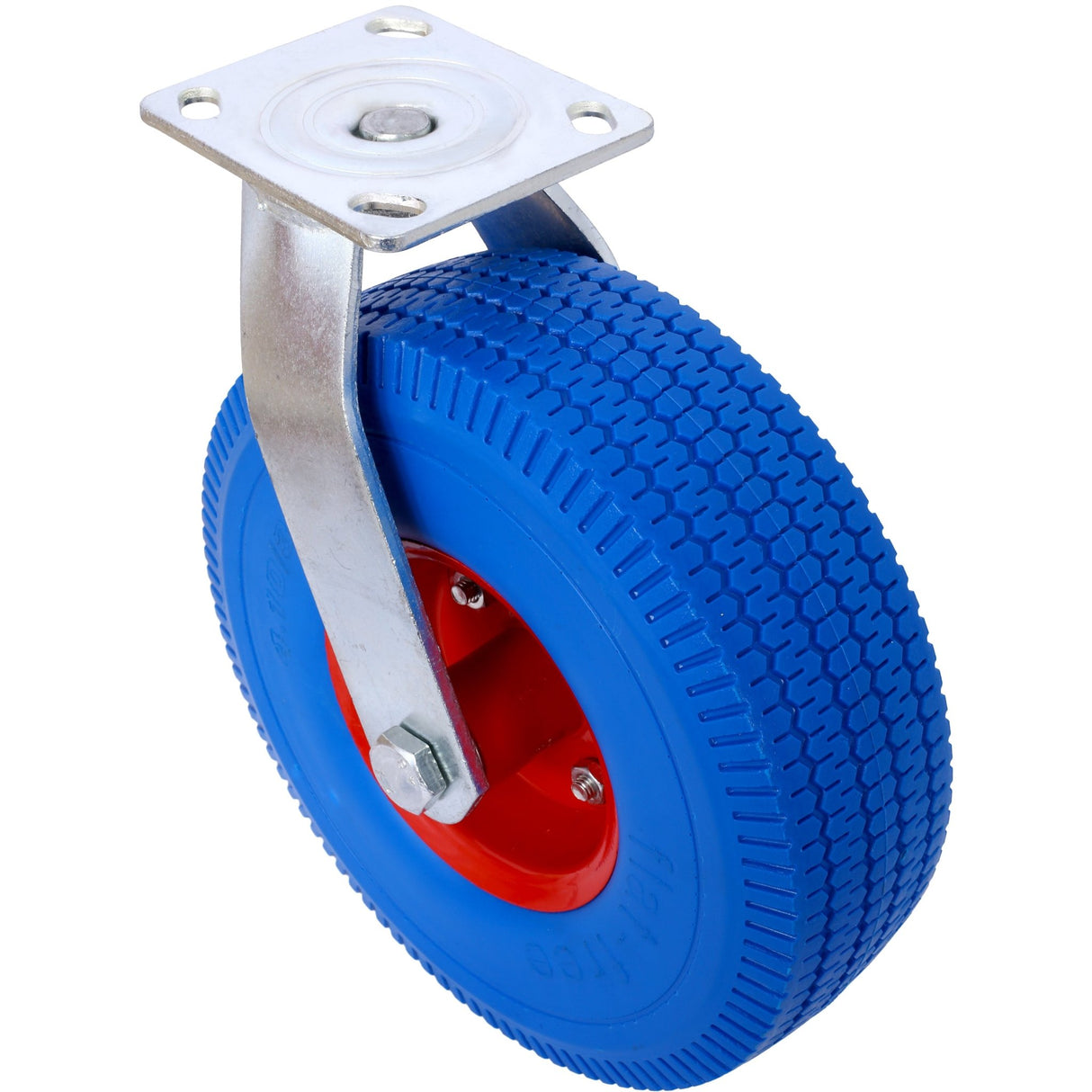 4PCS 10IN X - Large Flat Free Caster Wheel (2PCS Swivel+2PCS Rigid) Swivel Plate Steel Hub with Ball Bearings 5/8 - Inch Bore Centered Axle Blue - Fab Heavy Parts