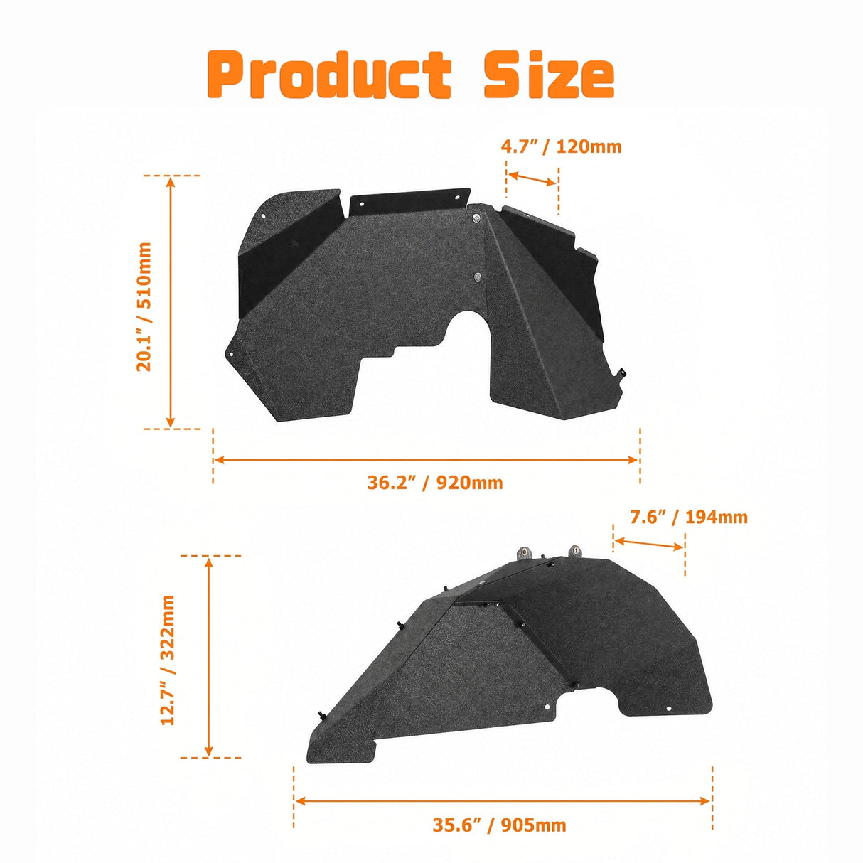 4PCS Black Front & Rear Inner Fender Liners Compatible with 2007-2018 Jeep Wrangler JK & JKU Unlimited (2/4 Doors) Steel Fenders Flares - Fab Heavy Parts