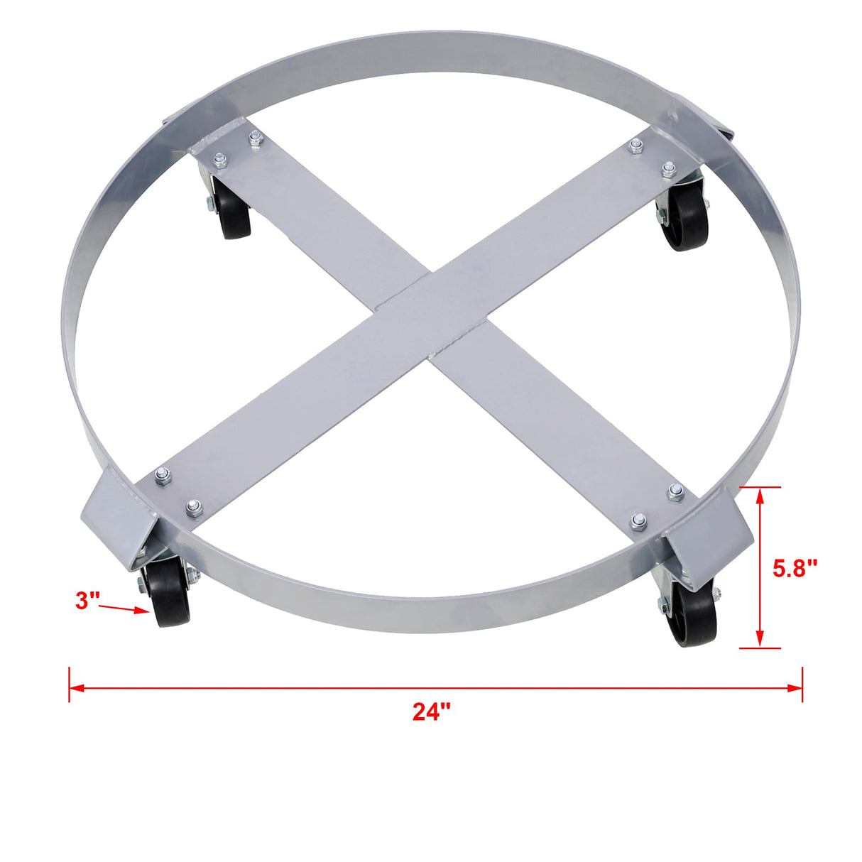 4Pcs Drum Dolly for 55 Gallon Barrel with 4 Swivel Caster Wheels Heavy Duty Steel Frame Cart with Brake - Fab Heavy Parts