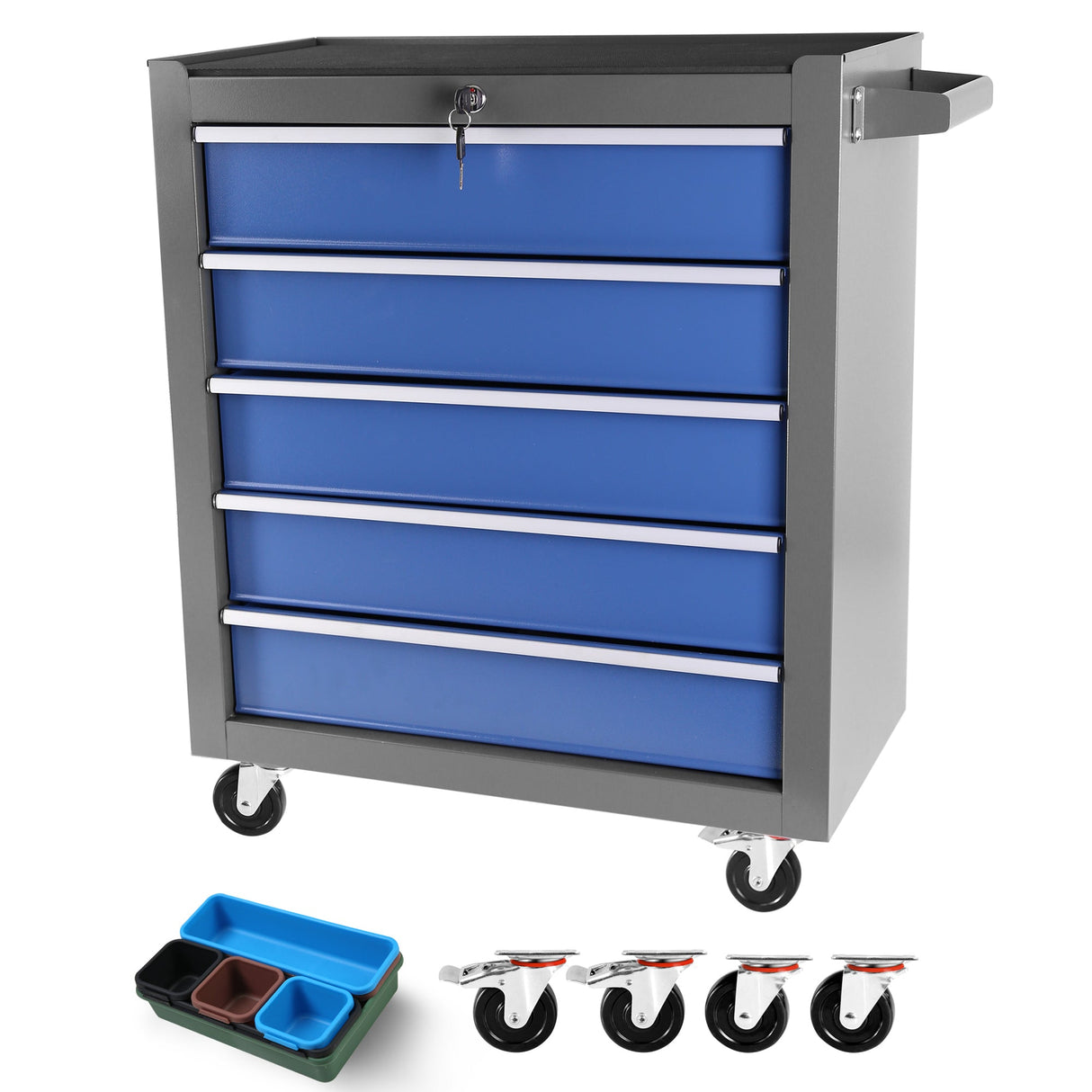 5 Drawers Rolling Tool Chest Box with Wheels Portable Organizer for Garage Workshop Home Crafts Use - Fab Heavy Parts