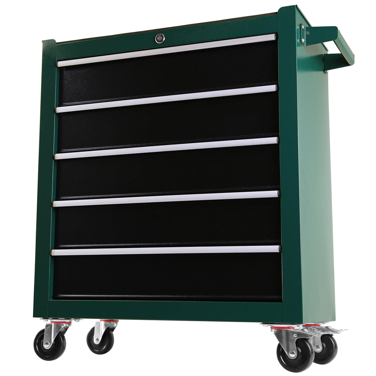 5 - Drawers Rolling Tool Chest Cabinet with Keyed Locking System - Green - Fab Heavy Parts
