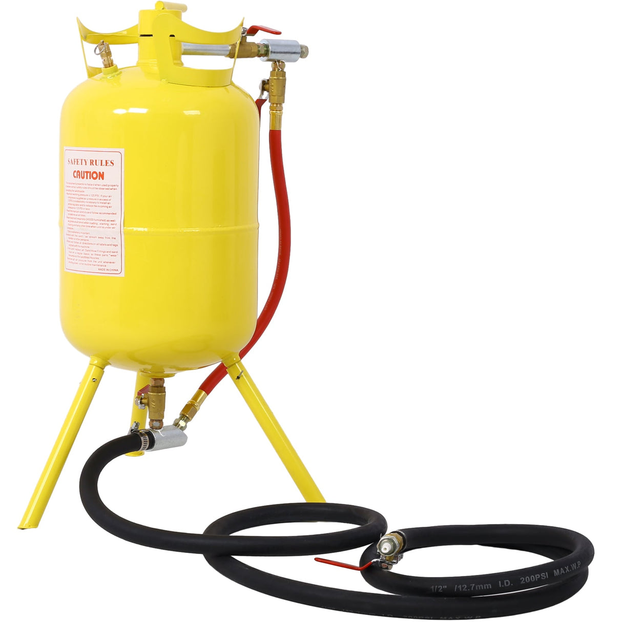 5 - Gallons Air Sand Blaster w/Blast Gun - Yellow - Fab Heavy Parts
