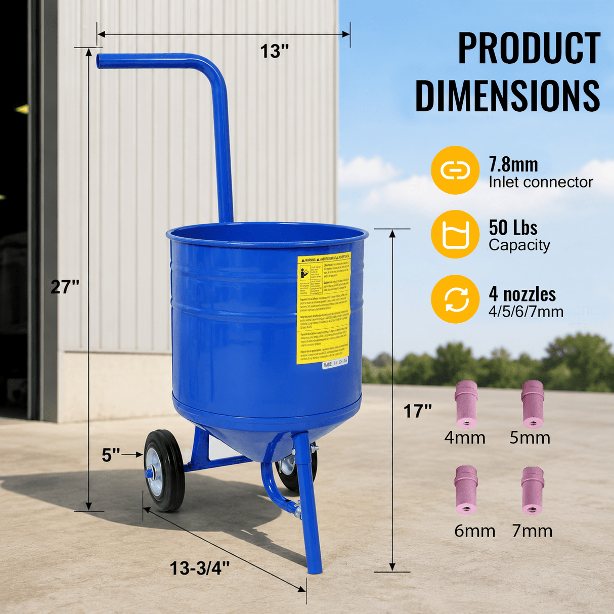 50 Lbs Siphon Feed Sandblaster Kit Portable Abrasive Blasting Machine with 9.8FT Hose Cast Aluminum Blasting Gun - Fab Heavy Parts