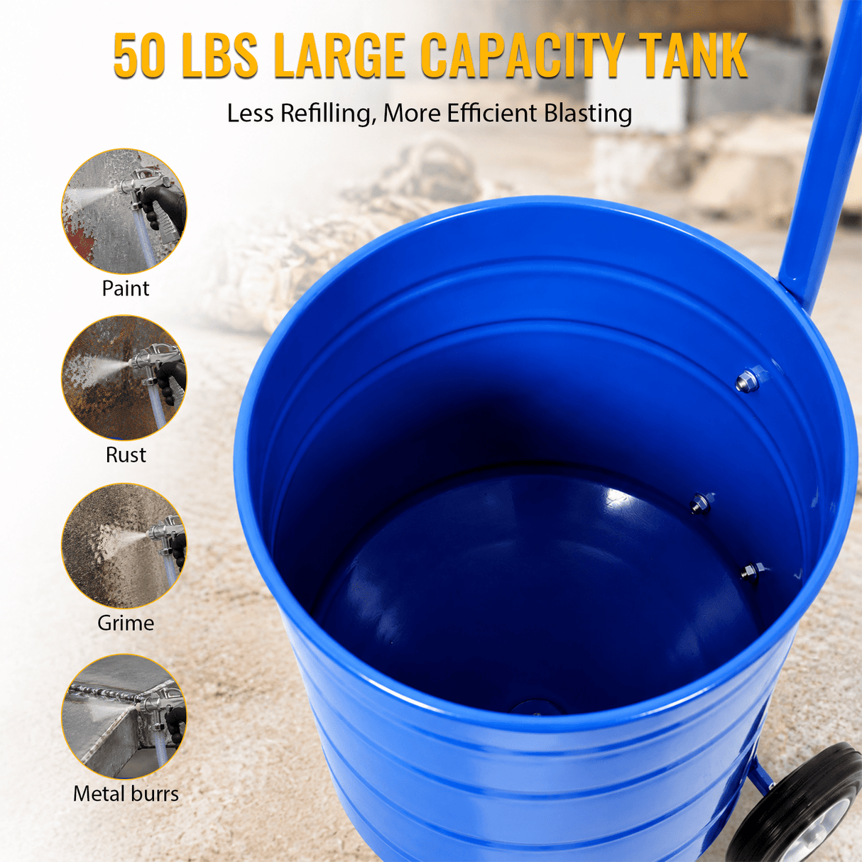 50 Lbs Siphon Feed Sandblaster Kit Portable Abrasive Blasting Machine with 9.8FT Hose Cast Aluminum Blasting Gun - Fab Heavy Parts