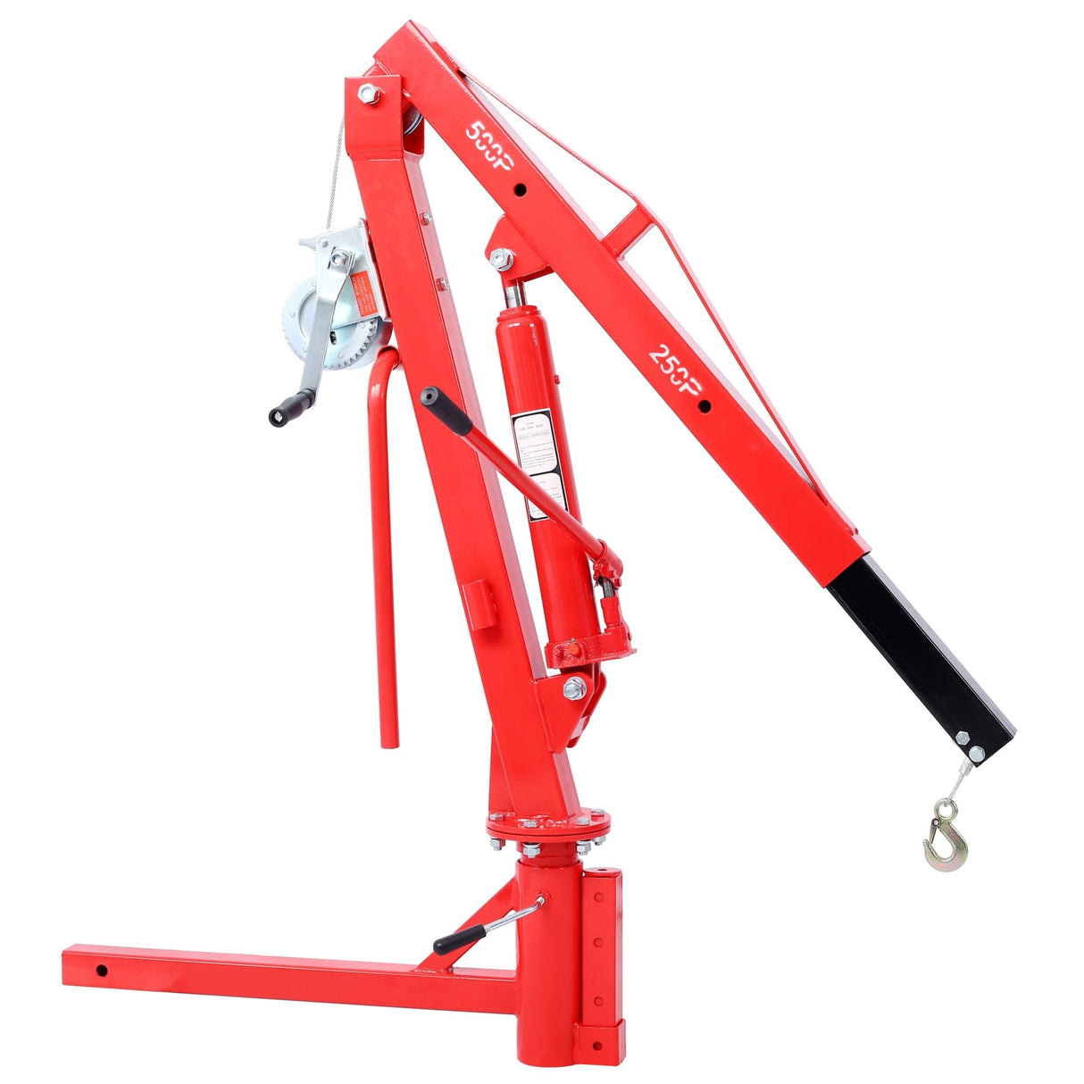 500Lb Pickup Truck Hydraulic PWC Dock Jib Engine Hoist Crane Hitch Mount Lift 2' - Red - Fab Heavy Parts