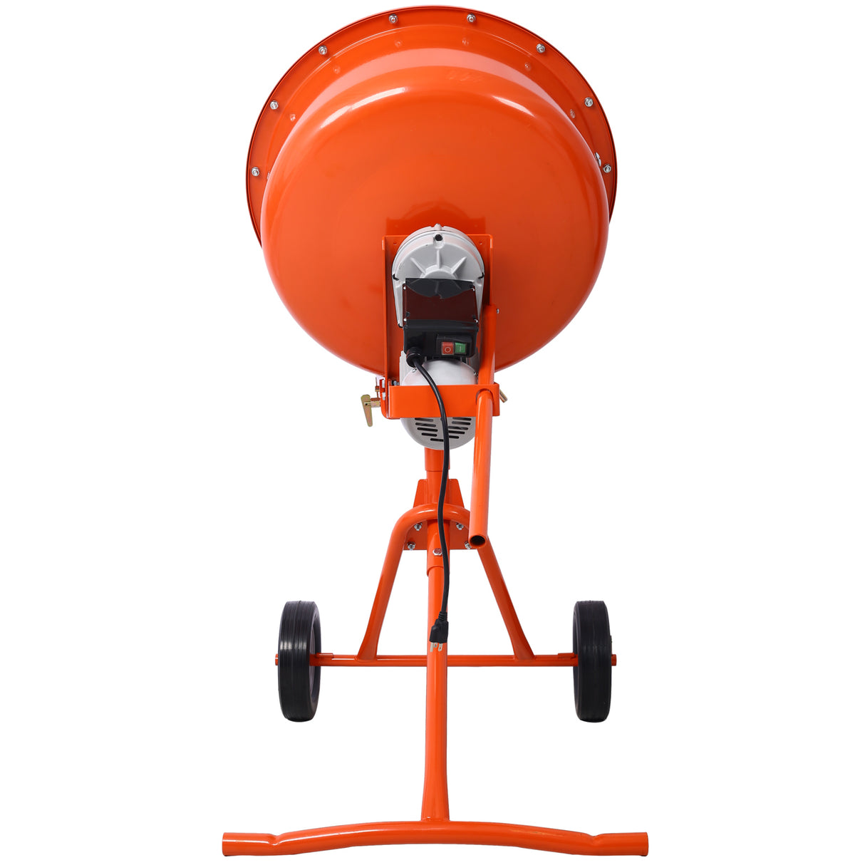 370W Portable Electric Concrete Mixer Cement Mixing Barrow Machine Mortar Handle with Wheel 4.6 cu/ft.--Orange