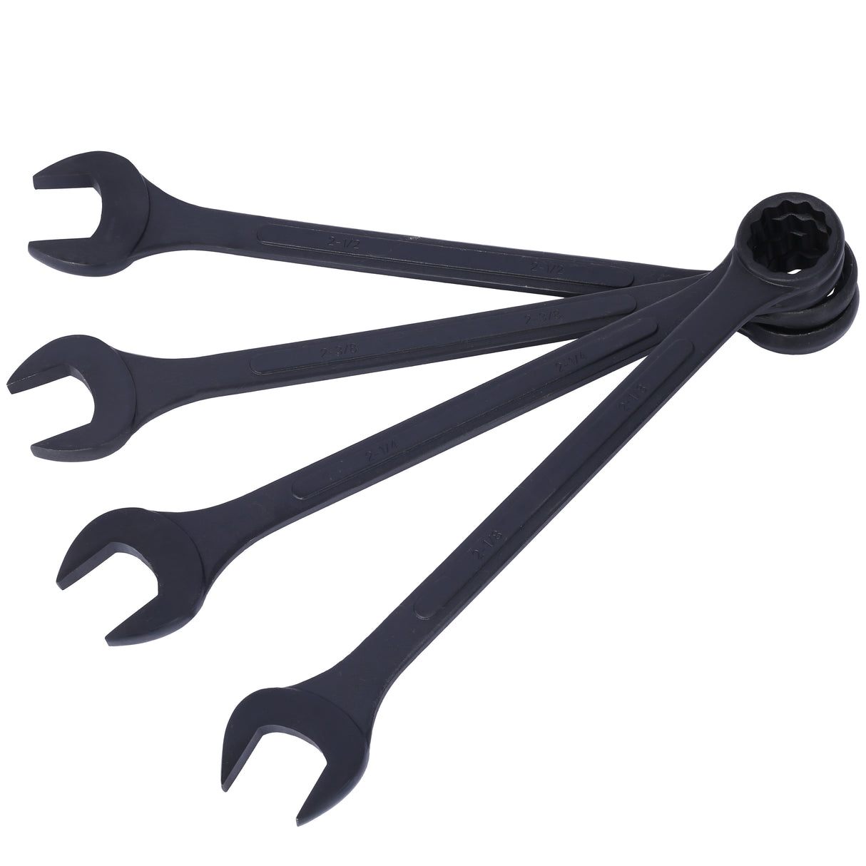4 Piece Jumbo Combination Wrench Set SAE with Storage Bag Black Oxide 2-1/8 2-1/4 2-3/8 2-1/2-inch