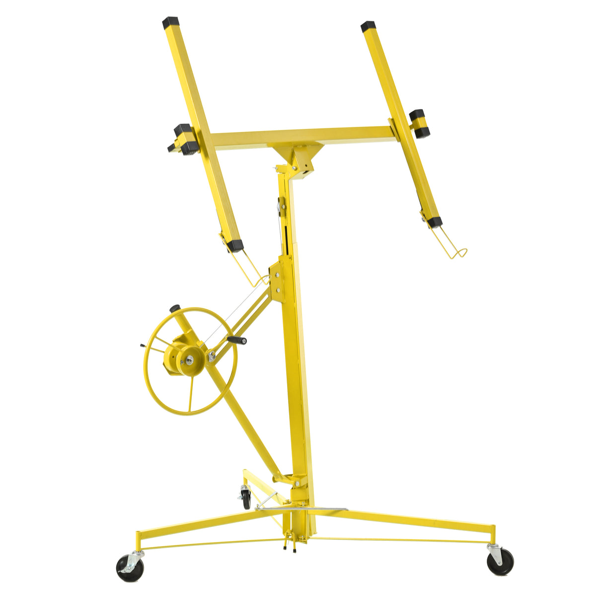 16 FT Drywall Lift Panel Rolling Hoist Jack Lifter Sheetrock Drywall Lifting Construction Tools Caster Wheel with Adjustable Telescopic Arm-Yellow