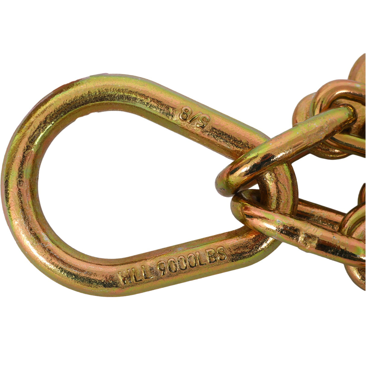 5/16''x2' G70 Tow Chain V Bridle with Large Shank J Hooks and Grab Hooks 4700 lbs Working Load Limit - Fab Heavy Parts