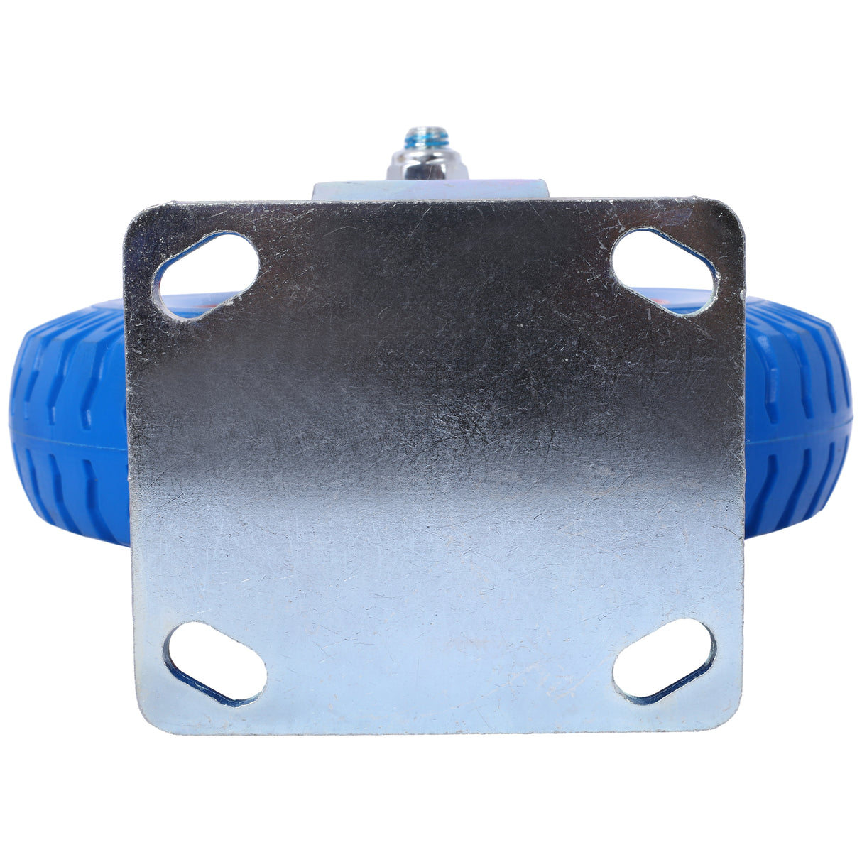 4PCS 8IN Flat Free (2PCS Swivel +2PCS Rigid) Caster Wheel Swivel Plate Steel Hub with Ball Bearings 5/8-Inch Bore Centered Axle Blue