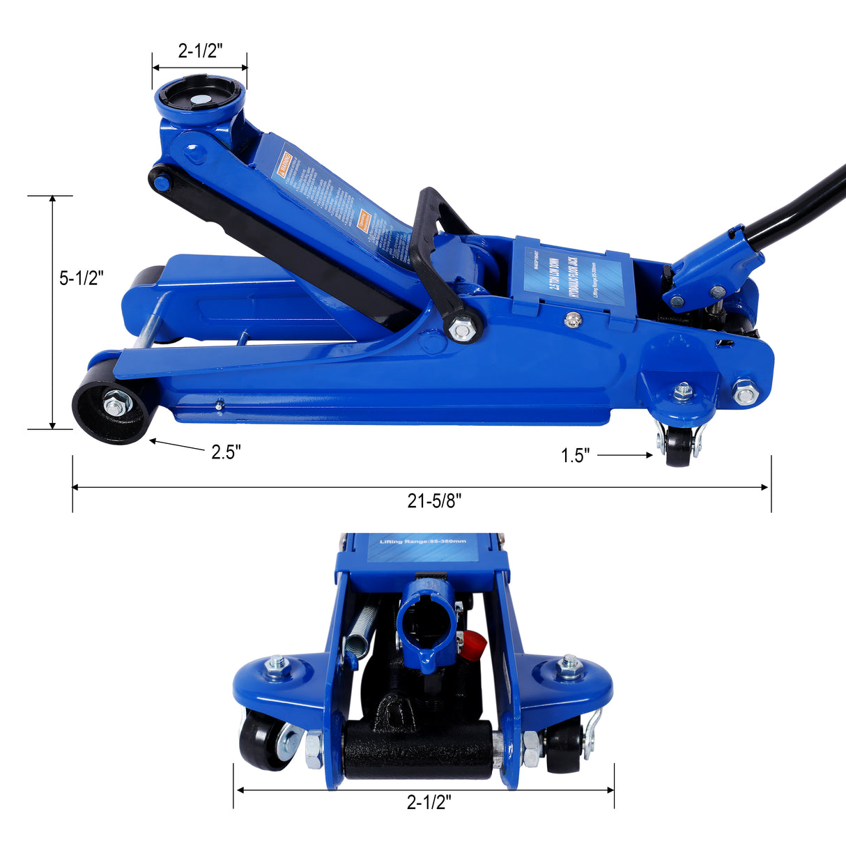 2.5 Ton Low Profile Heavy-Duty Steel Racing Floor Jack with Single Piston Lift Pump Lifting Range 3.5"-14.50"