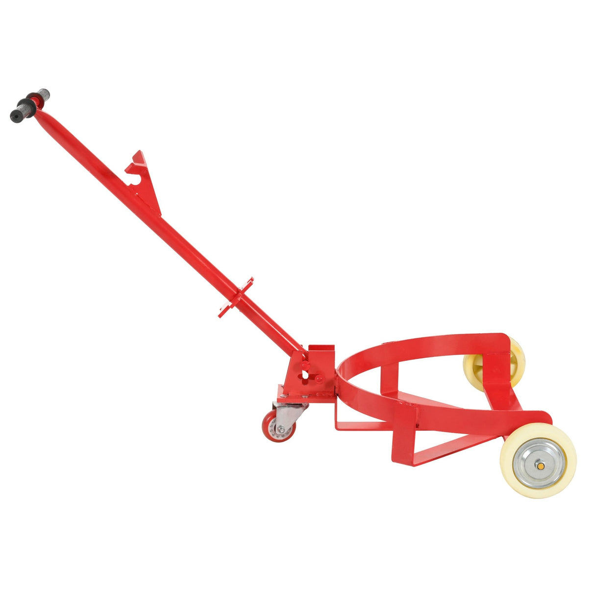 55 Gallon Drum Dolly with 2 Fixed PU Wheels and 1 Swivel Wheel 1200lbs Capacity - Red - Fab Heavy Parts