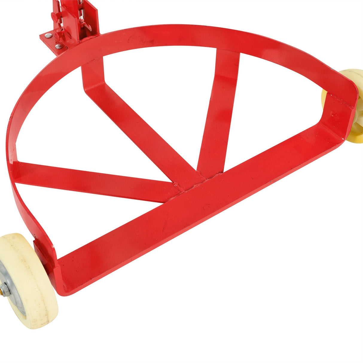55 Gallon Drum Dolly with 2 Fixed PU Wheels and 1 Swivel Wheel 1200lbs Capacity - Red - Fab Heavy Parts