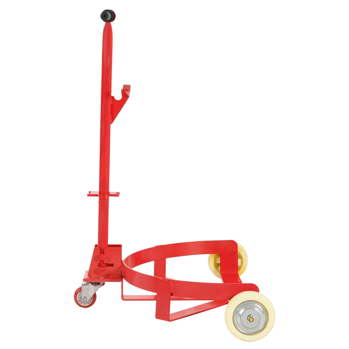 55 Gallon Drum Dolly with 2 Fixed PU Wheels and 1 Swivel Wheel 1200lbs Capacity - Red - Fab Heavy Parts