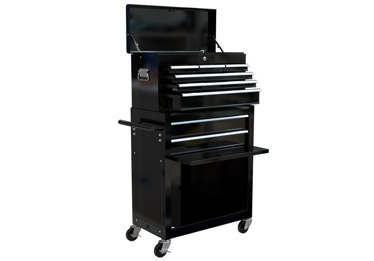 8-Drawer Tool Storage Cabinet High Capacity Rolling Chest with Wheels and Drawers Black
