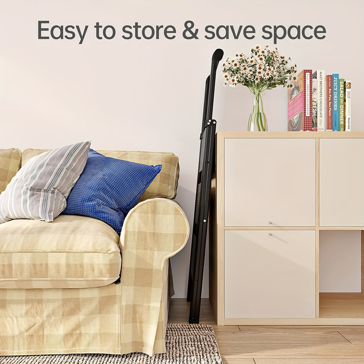 5-Step Ladder Folding Step Stool with Anti Slip Wide Pedals--Black