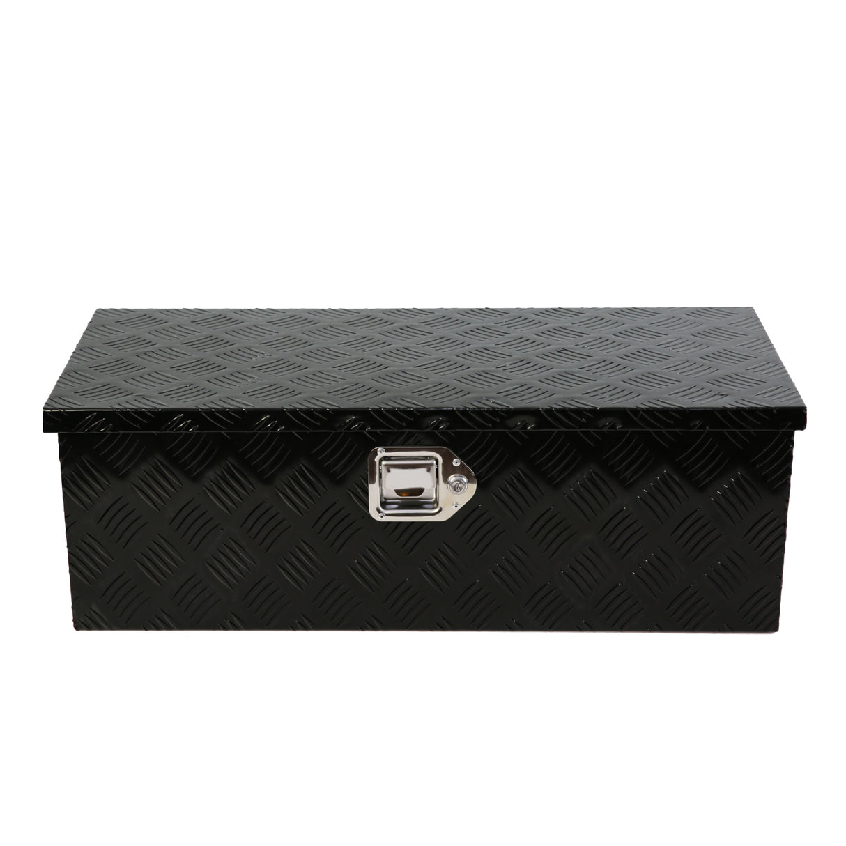 30 Inch Truck Box Heavy Duty Black Aluminum 5 Bar Tread Tool Long Box with Lock Keys 30.1"×12.8"×10.4"