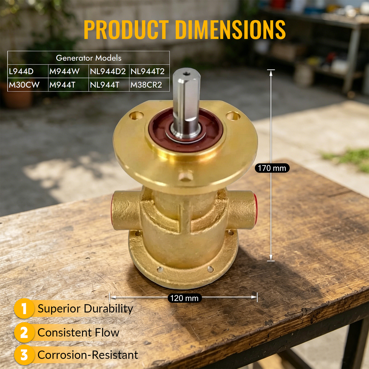 JPR-NL20IP JMP Marine Northern Lights Generator Raw Water Pump Replacement