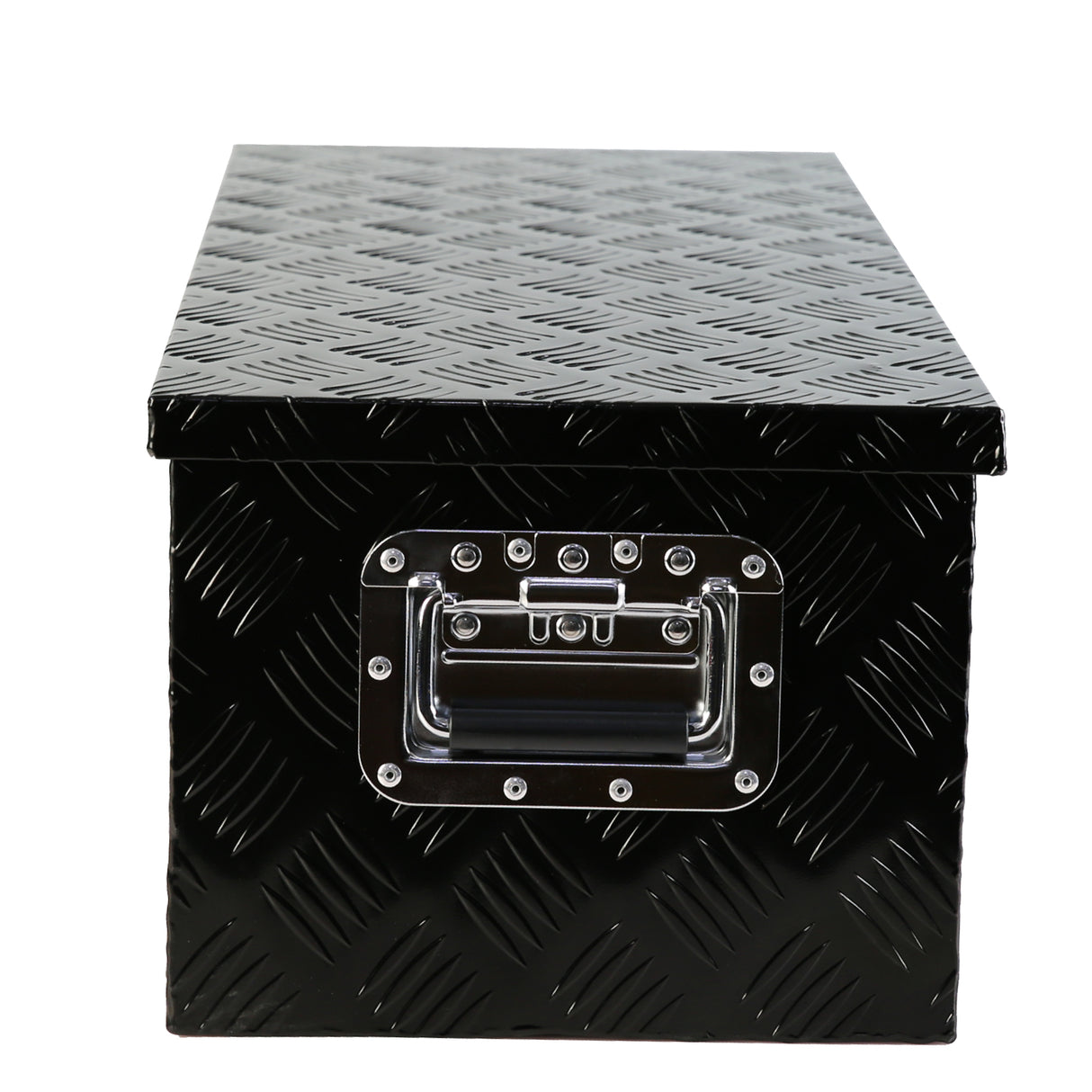 30 Inch Truck Box Heavy Duty Black Aluminum 5 Bar Tread Tool Long Box with Lock Keys 30.1"×12.8"×10.4"