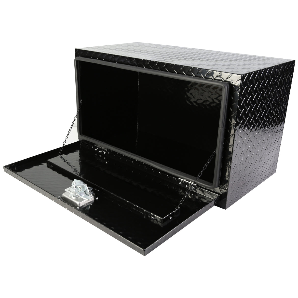 30 inch Truck Tool Box 30"×17"×18" Aluminum Stripes Plated Tool Box with Lock and Keys Black