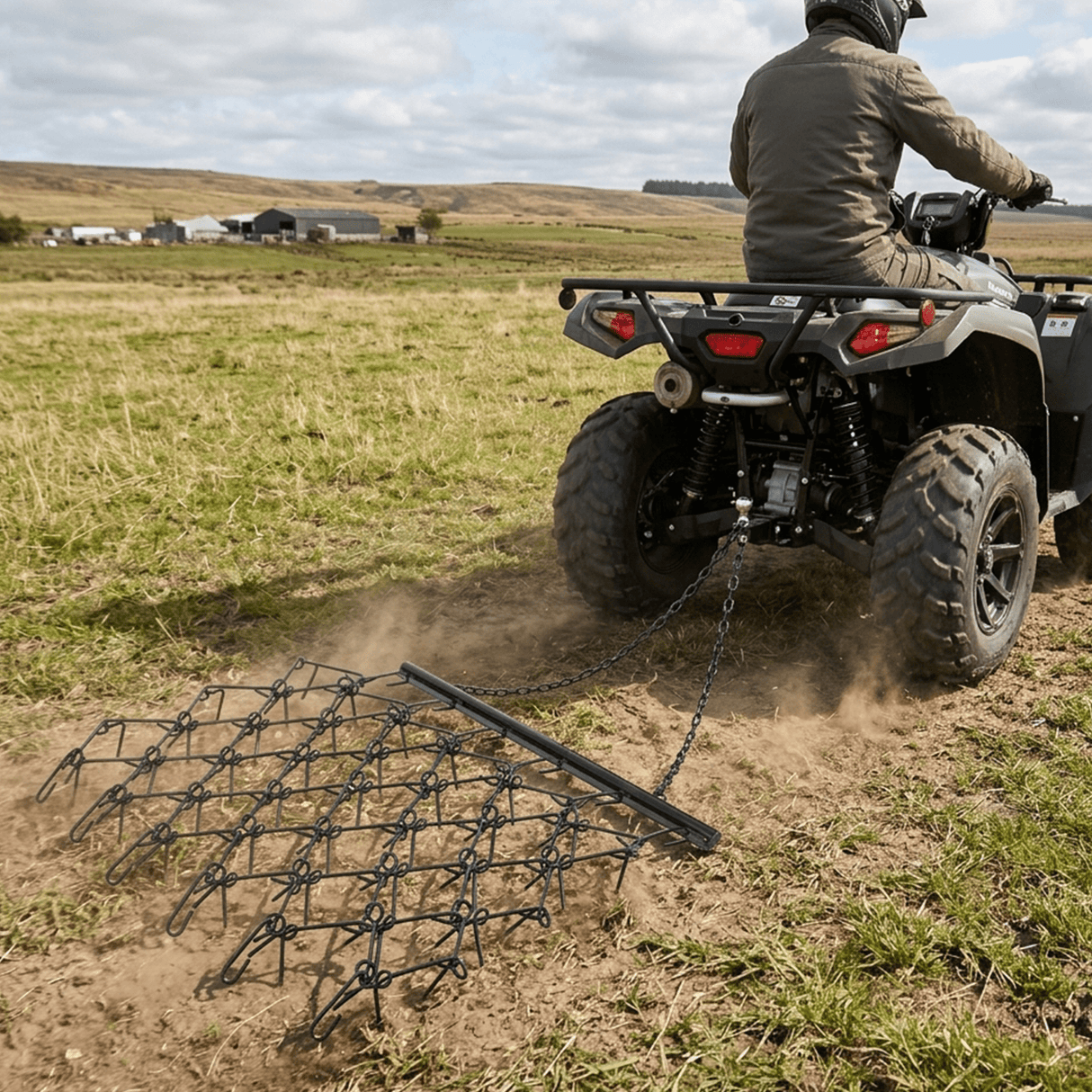 5FTX4.5FT Heavy-Duty Steel Drag Harrow Field Leveling Chain Rake for ATV UTV Compact Utility Tractor - Fab Heavy Parts