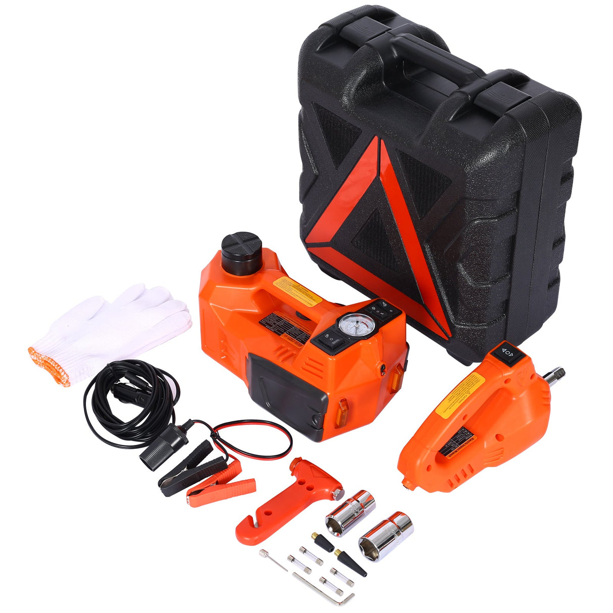5T 12V Hydraulic Car Jack Kit 4 in 1 Floor Jack Lift with Electric Impact Wrench 10000Lbs Capacity - Fab Heavy Parts