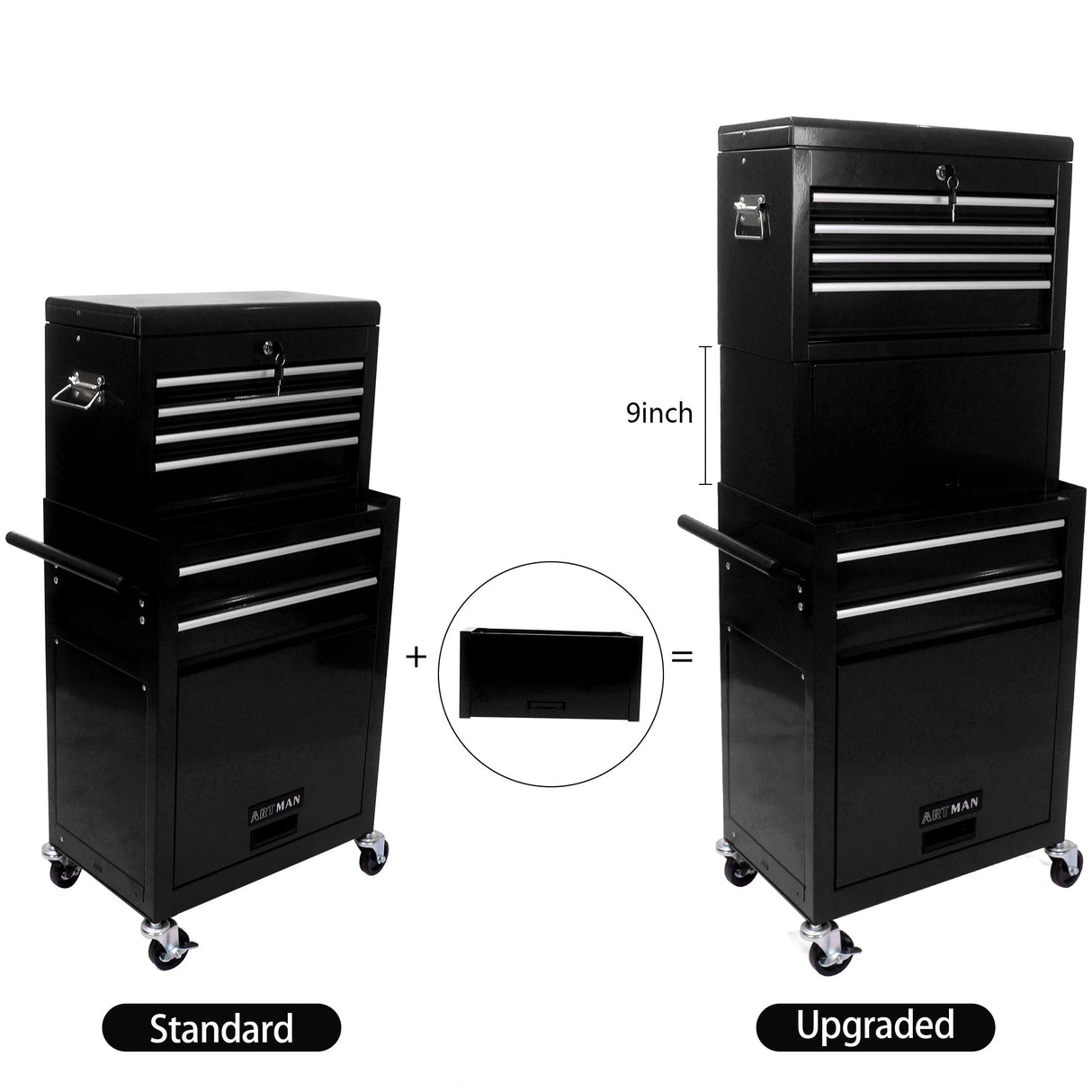 6 - Drawer Tool Storage Cabinet High Capacity Rolling Chest with Wheels and Drawers Black - Fab Heavy Parts