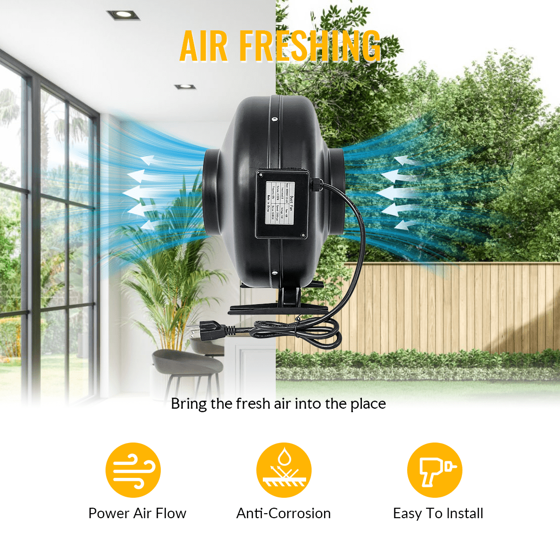 6 - Inch 412 CFM Inline Duct Fan Air Circulation Vent Blower - Fab Heavy Parts