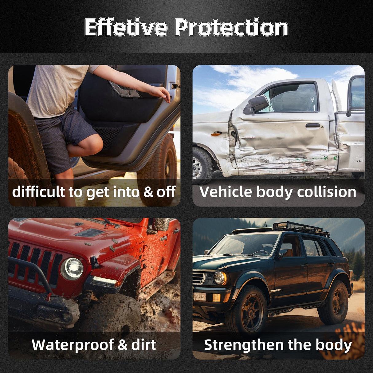 6 Inch Powder Coated Running Boards Side Steps Fits For 2018 - 2025 Jeep Wrangler JL 4 Door - Fab Heavy Parts