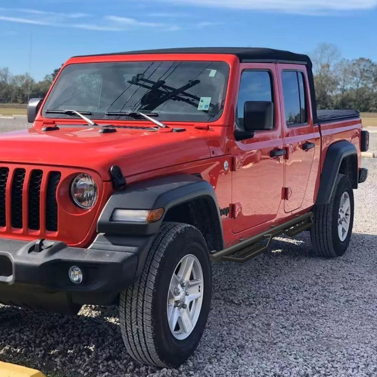 6 Inch Running Boards Fits For 2018 - 2025 Jeep Gladiator JT 4 Full Size Doors Two Stairs Coated Black Powder Coated Side Steps - Fab Heavy Parts