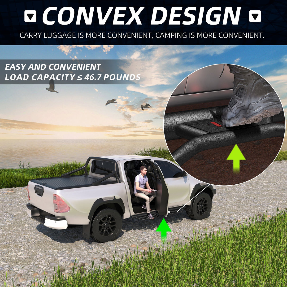 6 Inch Running Boards Fits For 2024 - 2025 Toyota Tacoma Double/Crew Cab 4 Full Doors Coated Black Powder Coated Side Steps - Fab Heavy Parts