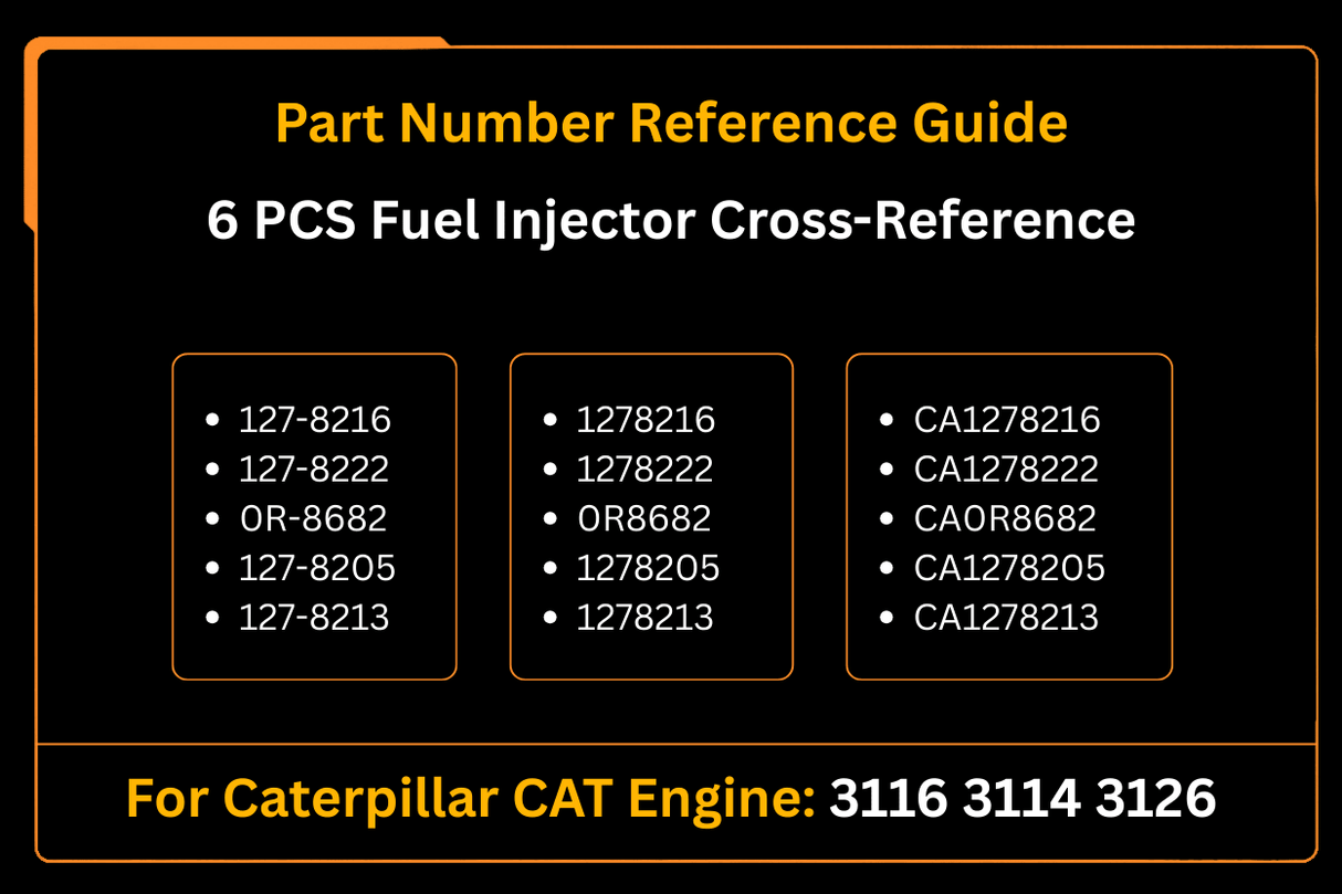 6 PCS Fuel Injector 127 - 8216 1278216 127 - 8222 1278222 0R - 8682 0R8682 Fits for Caterpillar CAT 3116 3114 3126 - Fab Heavy Parts