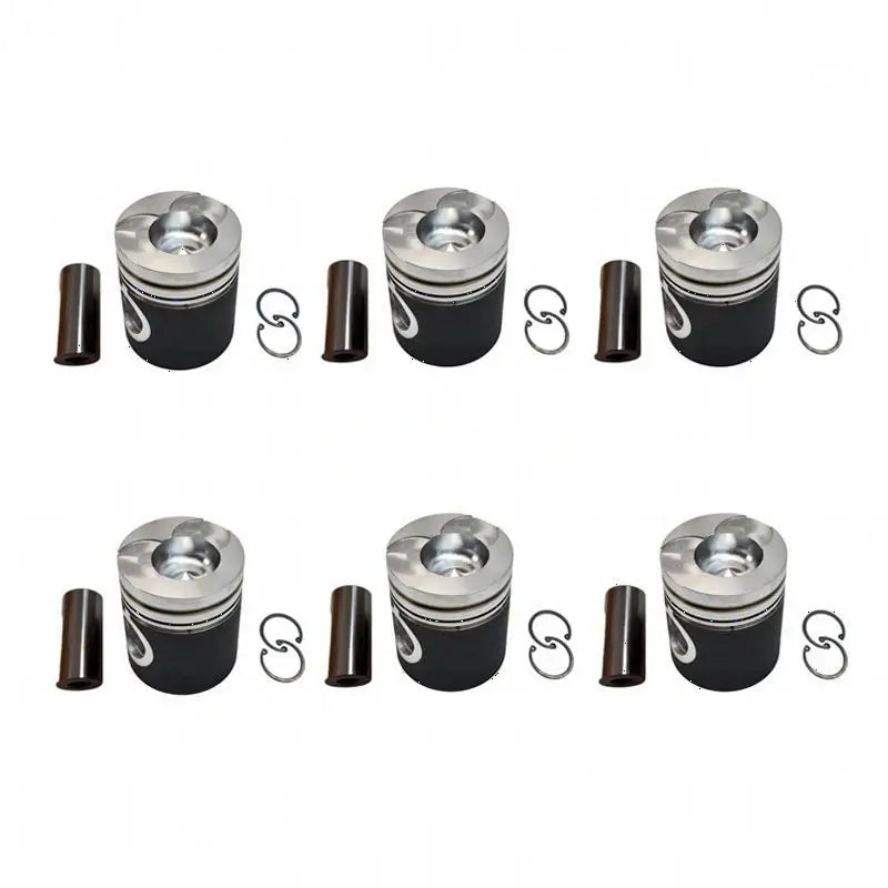 6 Pieces Piston Kit 65.02501-0172 for Doosan Daewoo Engine D1146 Excavator 290LC-V 300LC-7A Loader MEGA250-V DL250A