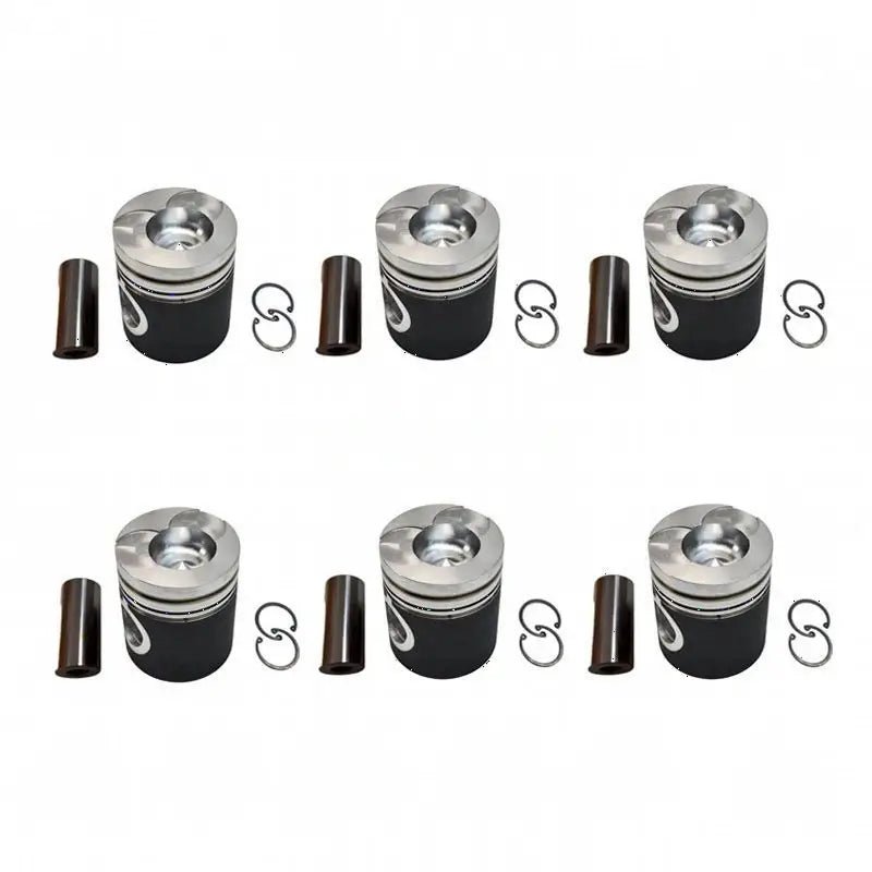 6 Pieces Piston Kit 65.02501-0172 for Doosan Daewoo Engine D1146 Excavator 290LC-V 300LC-7A Loader MEGA250-V DL250A - Fab Heavy Parts