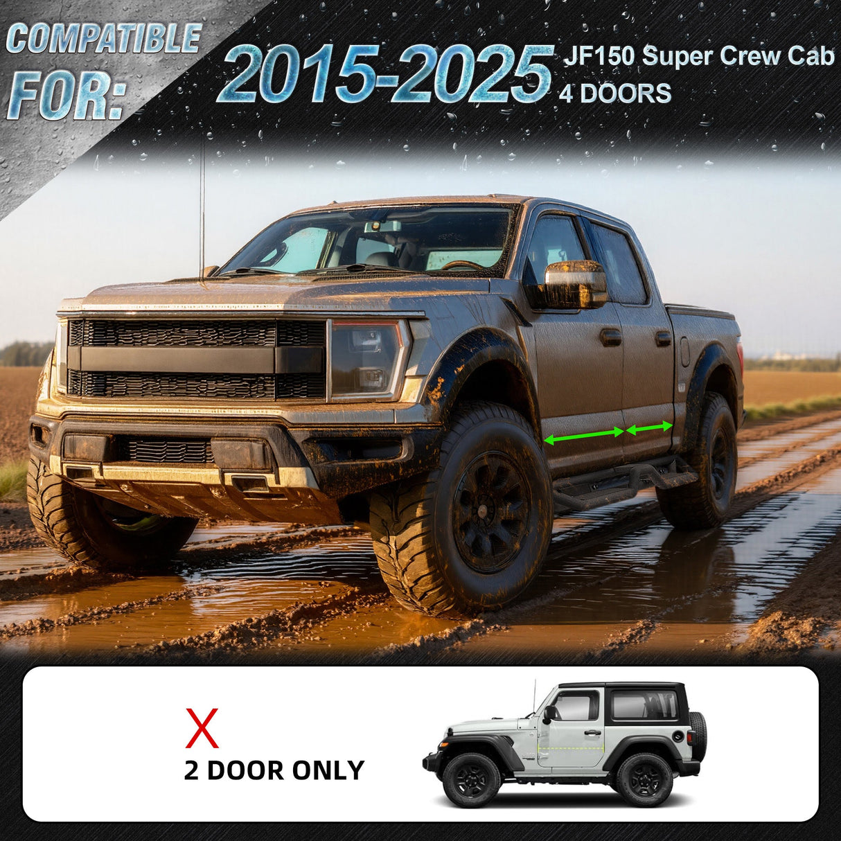 6" Running Boards Side Steps For 2015 - 2025 Ford F - 150, 2017 - 2024 F - 250 F - 350 Super Crew Cab Nerf Bars - Fab Heavy Parts