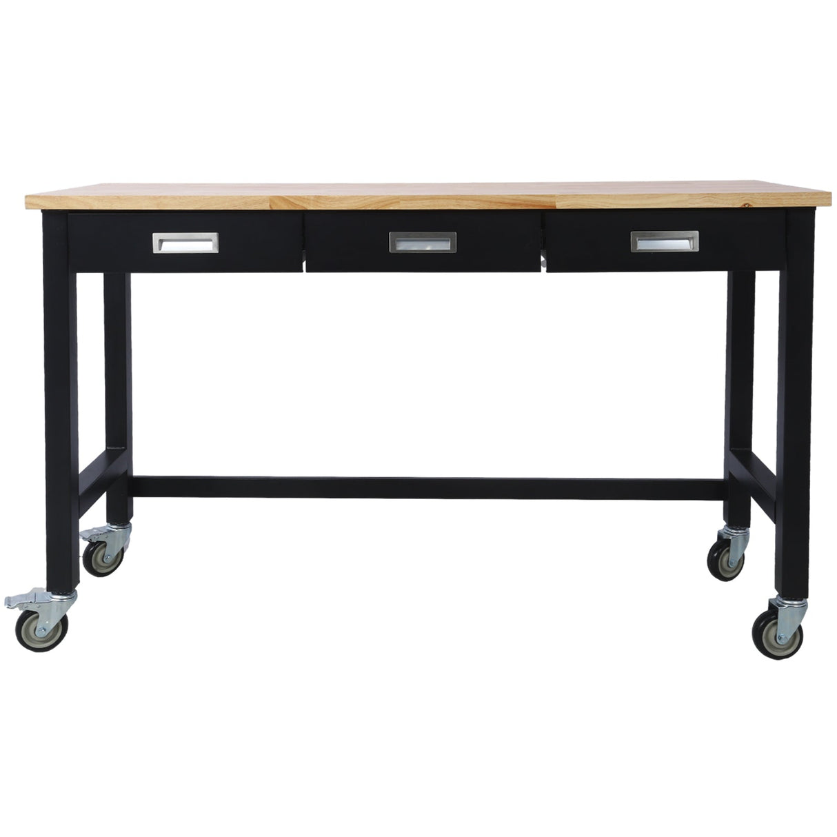 60 inch Workbench with Drawer Storage Heavy Duty Bamboo Wood Work Table with Wheels - Fab Heavy Parts