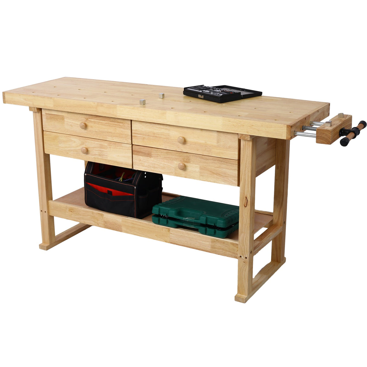 60inch Workbench with 4 Drawers Wooden Workbench for Garage Workshop and Home - Fab Heavy Parts