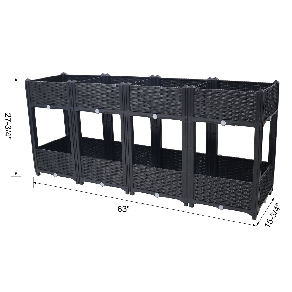 63"x15.7"x27.7" Elevated Planter Garden Box with Drainage Plug Raised Beds for Vegetable/Flower/Herb Outdoor Standing Gardening Kit - Black - Fab Heavy Parts