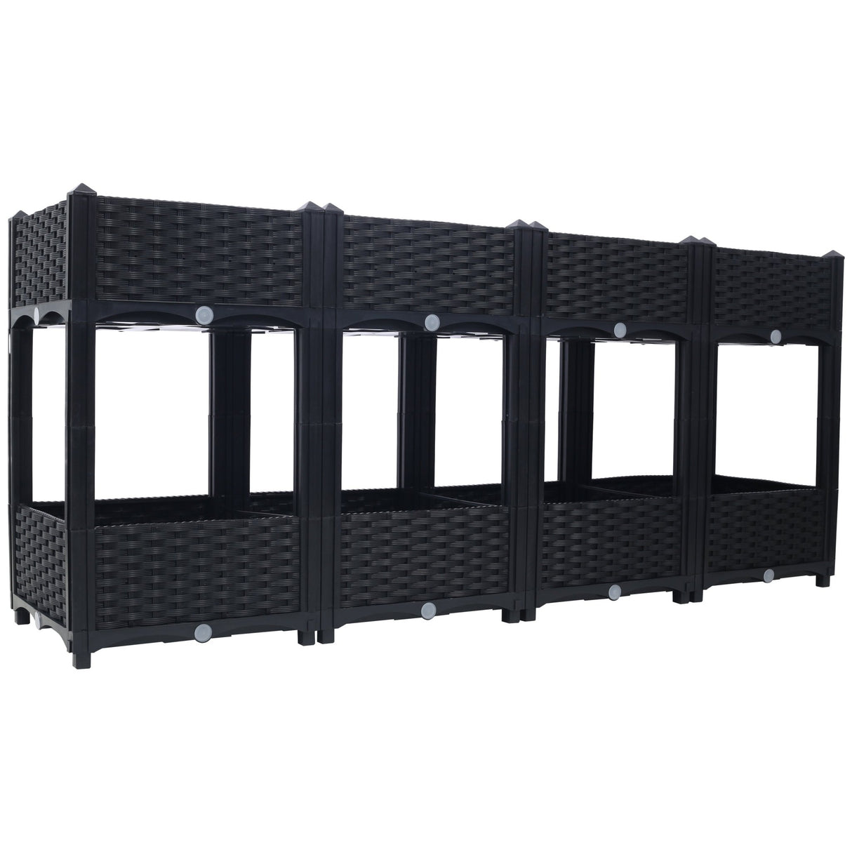 63"x15.7"x27.7" Elevated Planter Garden Box with Drainage Plug Raised Beds for Vegetable/Flower/Herb Outdoor Standing Gardening Kit - Black - Fab Heavy Parts