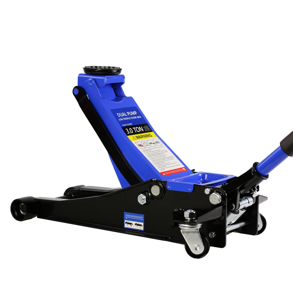 6600 Lbs Hydraulic Low Profile and Steel Racing Floor Jack with Dual Piston Quick Lift Pump Blue Lifting Range 3.3" - 18.5" - Fab Heavy Parts