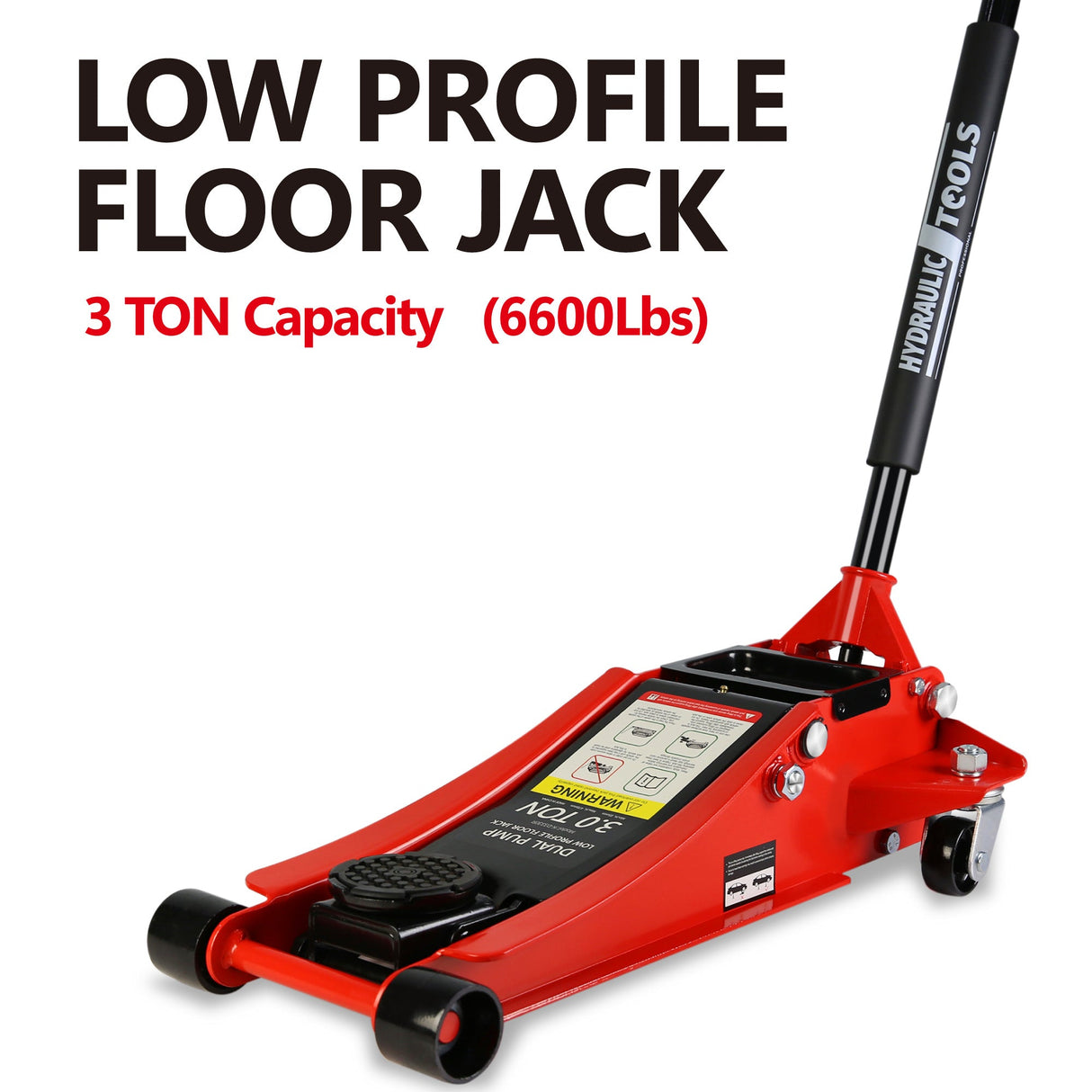 6600 Lbs Hydraulic Low Profile and Steel Racing Floor Jack with Dual Piston Quick Lift Pump Lifting Range 3.3" - 18.5" - Fab Heavy Parts